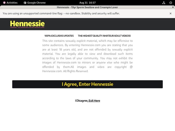 Hennessie.com Vendo Page